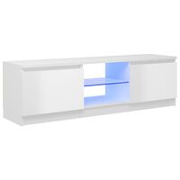 vidaXL Comodă TV cu lumini LED, alb extralucios, 120x30x35,5 cm