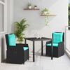 vidaXL Set de masă pentru grădină 3 pcs Negru Rattan poli