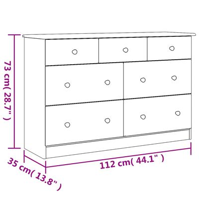vidaXL Comodă cu sertare ALTA, 112x35x73 cm, lemn masiv de pin