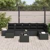 vidaXL Set de canapele pentru grădină cu pernă 8 pcs Negru poliratan