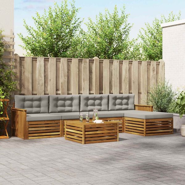 vidaXL Set de canapele de exterior 6 pcs Gri natural și deschis