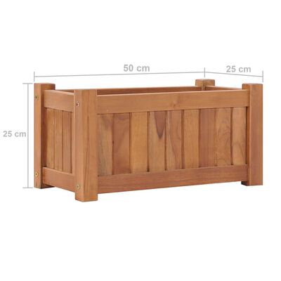 vidaXL Strat înălțat, 50 x 25 x 25 cm, lemn masiv de tec