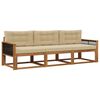 vidaXL Set de canapele de exterior cu pernă 3 pcs Natural și Bej