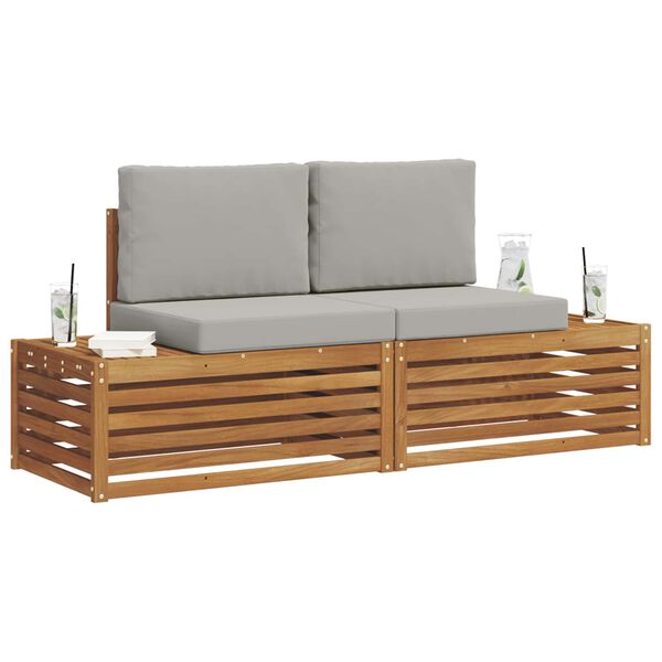 vidaXL Set de canapele de exterior 2 Bucată Gri natural și deschis