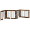 vidaXL Poartă pentru c&acirc;ini pliabilă cu suporturi 4 pcs Stejar fumuriu