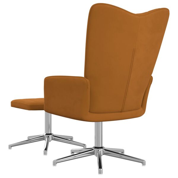 vidaXL Scaun de relaxare cu taburet, maro, catifea