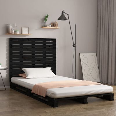vidaXL Tăblie de pat pentru perete, negru, 81x3x91,5 cm lemn masiv pin