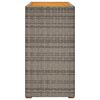 vidaXL Masă laterală de grădină blat lemn, gri, 100x40x75 cm poliratan