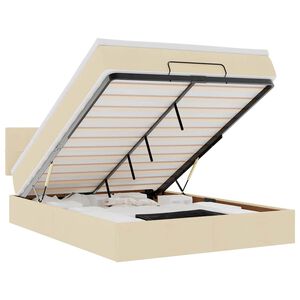 vidaXL Pat otoman cu saltea și LED-uri crem 140x190 cm țesătură