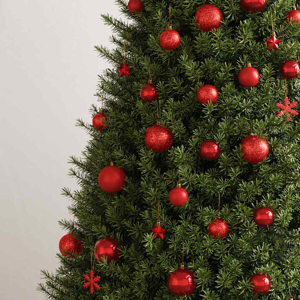 vidaXL Set globuri de Crăciun 111 buc., roșu, polistiren