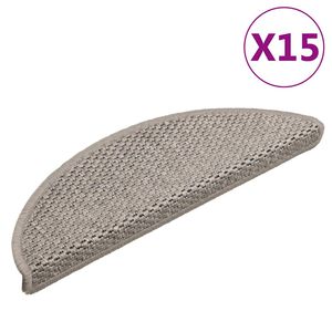 vidaXL Covorașe scări autoadezive 15 buc argintiu 56x17x3 aspect sisal