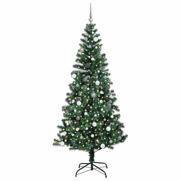 vidaXL Pom de Crăciun artificial pre-iluminat cu 300 LED Verde 240 cm