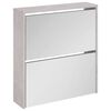 vidaXL Pantofar cu oglindă, 2 niveluri, gri beton, 63x17x67 cm