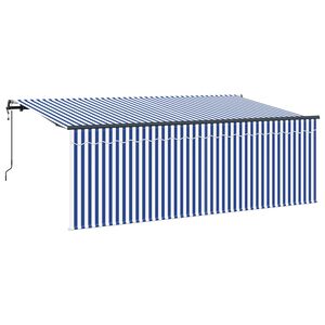 vidaXL Copertină retractabilă Albastru și Alb 350 x 200 cm