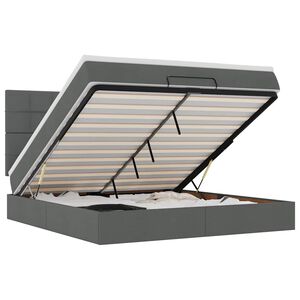vidaXL Cadru pat otoman cu saltea țesătură gri &icirc;nchis 160x200 cm