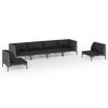 vidaXL Set de mobilier de grădină & perne 6 piese gri &icirc;nchis poliratan