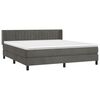 vidaXL Pat box spring cu saltea, gri &icirc;nchis, 160x200 cm, catifea