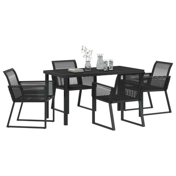 vidaXL Set de masă pentru grădină 5 pcs Negru