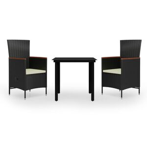 vidaXL Set mobilier de grădină cu perne, 3 piese, negru