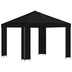 vidaXL Foișor 3 x 3 m Negru Poliester și oțel 190 gsm