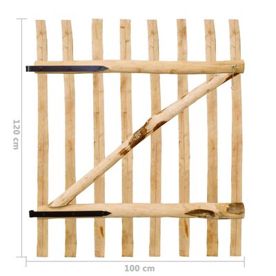 vidaXL Poartă de gard, lemn de alun 100x120 cm