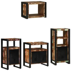 vidaXL Set de mobilier pentru baie 4 buc. Multicolor și negru