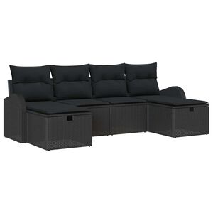 vidaXL Set de canapea cu pernă cu depozitare 6 pcs Negru poliratan