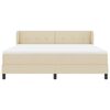 vidaXL Pat cu arcuri cu saltea cu headboard Crem 180 x 200 cm țesătură