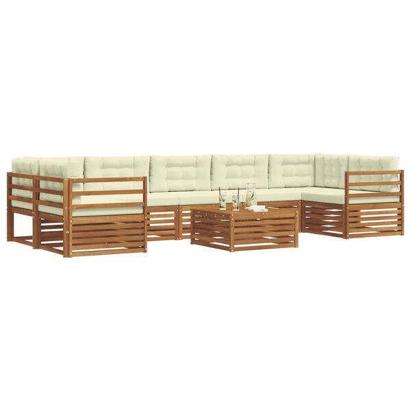vidaXL Set de canapele de exterior cu pernă 8 pcs Natural și Crem