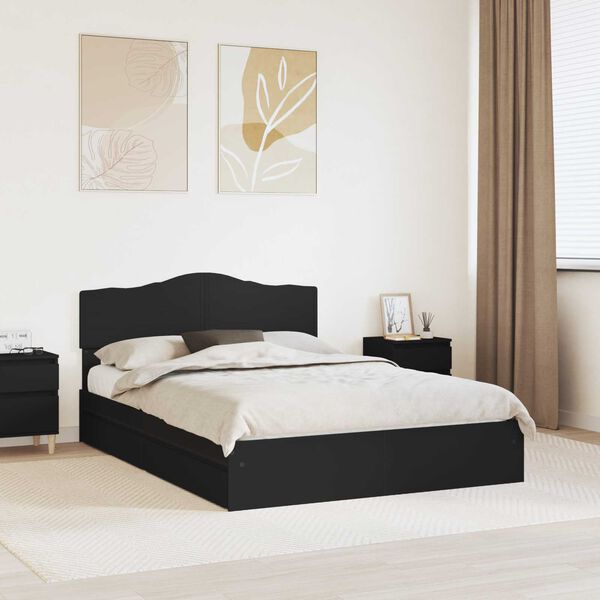 vidaXL Pat cu storage cu headboard Negru 140 x 190 cm Lemn compozit