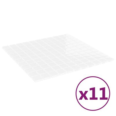 vidaXL Plăci mozaic, 11 buc., alb, 30x30 cm, sticlă