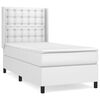 vidaXL Pat box spring cu saltea, alb, 90x190 cm, piele ecologică