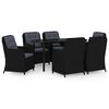 vidaXL Set de servit masa pentru grădină, 7 piese, negru