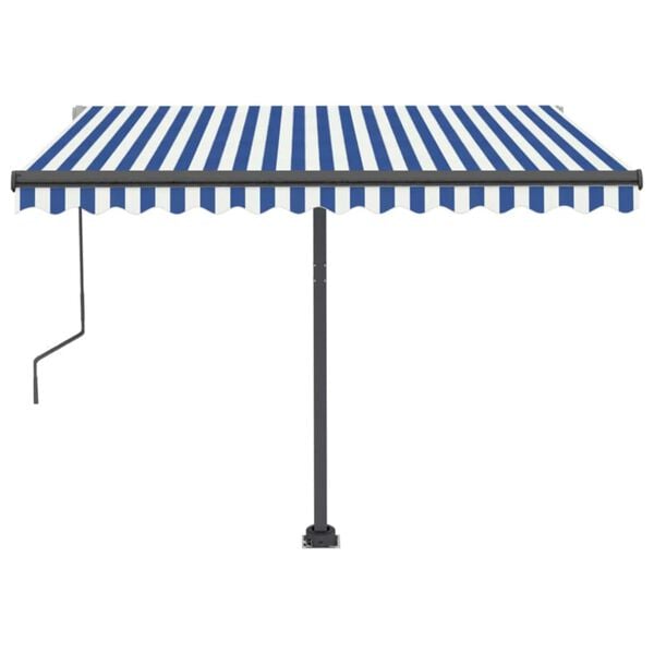 vidaXL Copertină autonomă retractabilă automat albastru&alb 300x250 cm