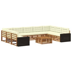 vidaXL Set de canapele de exterior cu pernă 10 pcs Natural și Crem