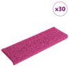 vidaXL Covorașe pentru scări, 30 buc., 65x21x4 cm, roz, cu margini dreptunghiulare