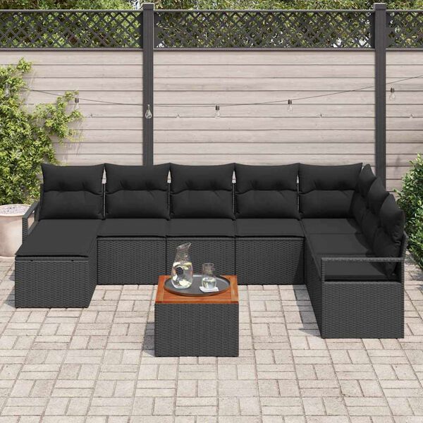 vidaXL Set de canapele pentru grădină 9 pcs Negru