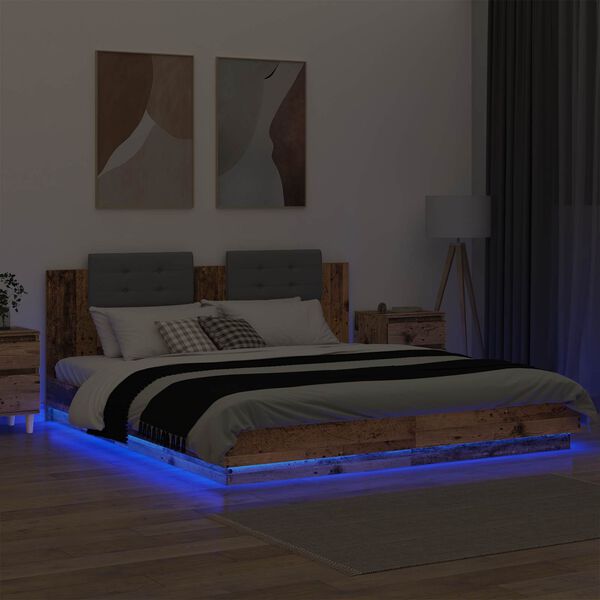 vidaXL Cadru de Pat cu Tăblie Lemn Vechi 180 x 200 cm Lemn compozit