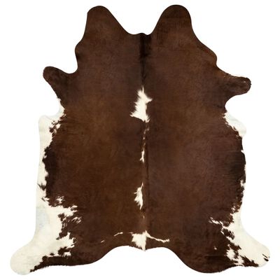 vidaXL Covor din piele de vită, maro și alb, 150 x 170 cm
