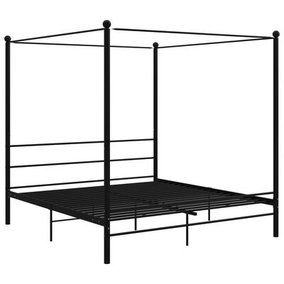 vidaXL Cadru de pat cu baldachin, negru, 180x200 cm, metal