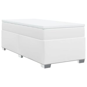 vidaXL Pat box spring cu saltea, alb, 90x200 cm, piele ecologică