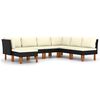 vidaXL Set mobilier de grădină cu perne, 7 piese, negru, poliratan