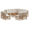 vidaXL Set de canapele de exterior 12 buc. Alb Natural și Crem