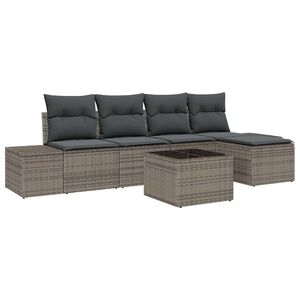 vidaXL Set de canapele pentru grădină cu pernă 6 pcs Gri poliratan