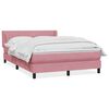 vidaXL Pat box spring cu saltea, roz, 160x210 cm, catifea