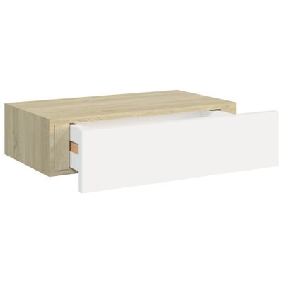 vidaXL Dulap de perete cu sertar, alb și stejar, 40x23,5x10 cm, MDF
