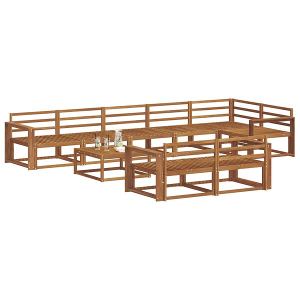 vidaXL Set de canapele de exterior 9 pcs natural Lemn Solid de Acacia