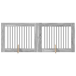 vidaXL Poartă pentru c&acirc;ini cu suporturi 2 pcs Sonoma gri 100 x 80 cm