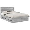 vidaXL Cadru de pat cu sertar Gri Sonoma 150 x 200 cm Lemn Ingineresc