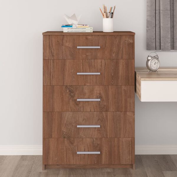 vidaXL Comodă sertare, stejar maro, 71x35x108 cm, lemn prelucrat